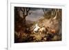 Hungry Wolves Attack a Group of Riders, by Eugene Joseph Verboeckhoven, 1836-Eugene Joseph Verboeckhoven-Framed Premium Giclee Print