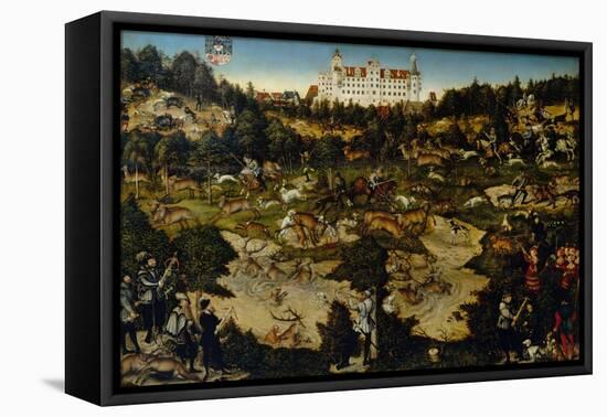 Hunt in Honor of Charles V at Torgau Castle-Lucas Cranach the Elder-Framed Stretched Canvas