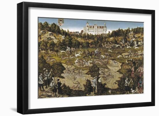 Hunt in Honour of Emperor Charles V at Torgau Castle-Lucas Cranach the Elder-Framed Giclee Print