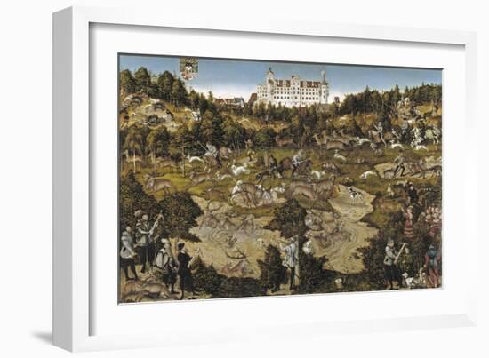 Hunt in Honour of Emperor Charles V at Torgau Castle-Lucas Cranach the Elder-Framed Giclee Print