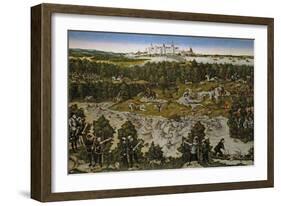 Hunt in Honour of Emperor Ferdinand I at Torgau Castle-Lucas Cranach the Elder-Framed Giclee Print