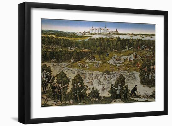 Hunt in Honour of Emperor Ferdinand I at Torgau Castle-Lucas Cranach the Elder-Framed Giclee Print