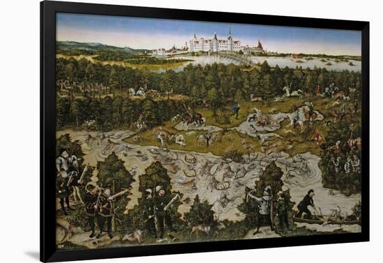 Hunt in Honour of Emperor Ferdinand I at Torgau Castle-Lucas Cranach the Elder-Framed Giclee Print