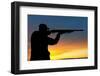 Hunter Aiming the Hunting Rifle during a Hunt at Sunrise-kadmy-Framed Photographic Print