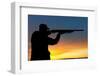 Hunter Aiming the Hunting Rifle during a Hunt at Sunrise-kadmy-Framed Photographic Print