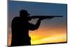 Hunter Aiming the Hunting Rifle during a Hunt at Sunrise-kadmy-Mounted Photographic Print
