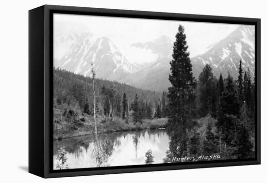 Hunter, Alaska - View of Mountains and a Lake-Lantern Press-Framed Stretched Canvas