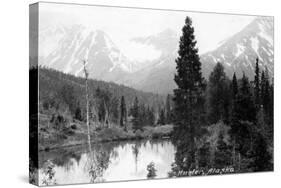 Hunter, Alaska - View of Mountains and a Lake-Lantern Press-Stretched Canvas