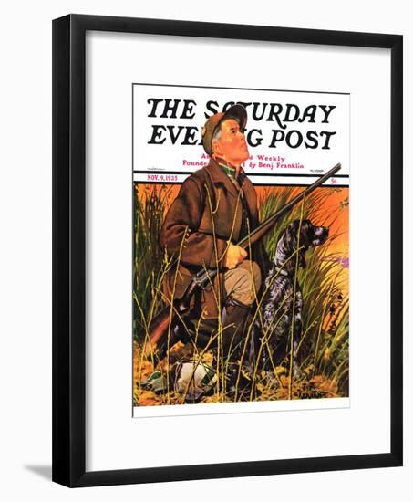 "Hunter and Dog in Field," Saturday Evening Post Cover, November 9, 1935-J.F. Kernan-Framed Giclee Print