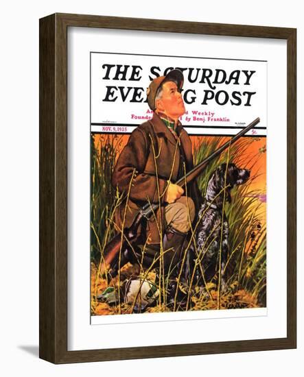 "Hunter and Dog in Field," Saturday Evening Post Cover, November 9, 1935-J.F. Kernan-Framed Giclee Print