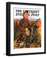 "Hunter and Dog in Field," Saturday Evening Post Cover, November 9, 1935-J.F. Kernan-Framed Giclee Print