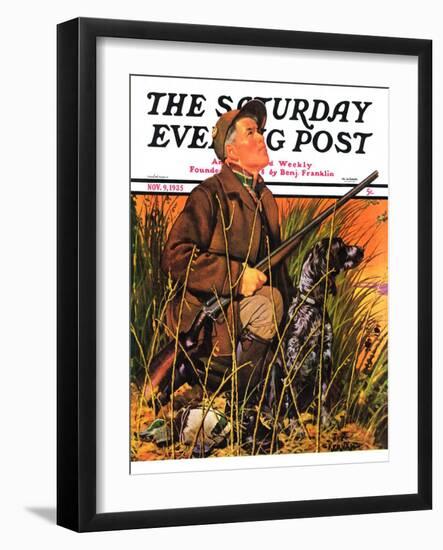 "Hunter and Dog in Field," Saturday Evening Post Cover, November 9, 1935-J.F. Kernan-Framed Giclee Print