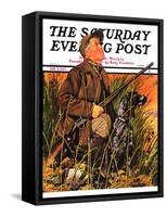 "Hunter and Dog in Field," Saturday Evening Post Cover, November 9, 1935-J.F. Kernan-Framed Stretched Canvas