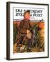 "Hunter and Dog in Field," Saturday Evening Post Cover, November 9, 1935-J.F. Kernan-Framed Giclee Print