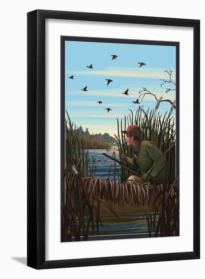 Hunter and Lake-Lantern Press-Framed Art Print