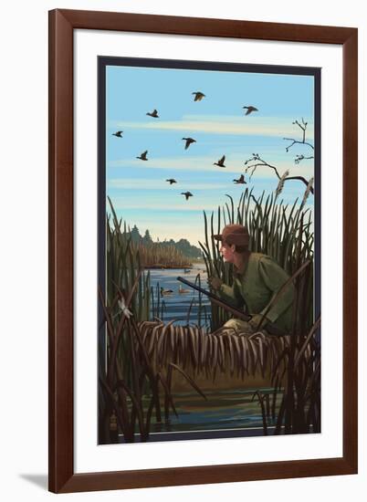 Hunter and Lake-Lantern Press-Framed Art Print