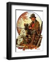 "Hunter and Spaniel,"November 3, 1928-J.F. Kernan-Framed Premium Giclee Print