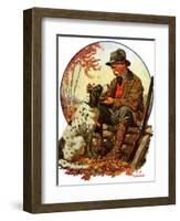 "Hunter and Spaniel,"November 3, 1928-J.F. Kernan-Framed Giclee Print