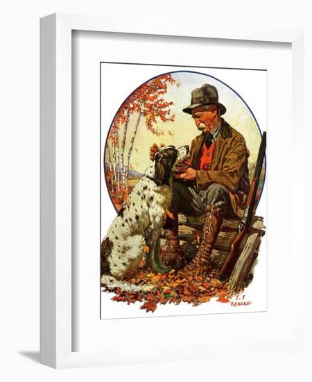 "Hunter and Spaniel,"November 3, 1928-J.F. Kernan-Framed Giclee Print