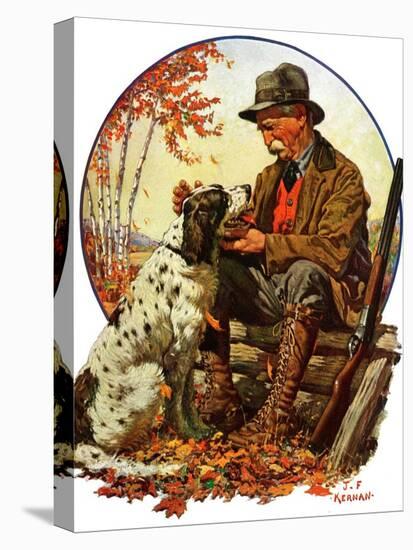 "Hunter and Spaniel,"November 3, 1928-J.F. Kernan-Stretched Canvas