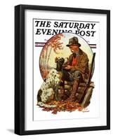 "Hunter and Spaniel," Saturday Evening Post Cover, November 3, 1928-JF Kernan-Framed Premium Giclee Print