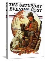 "Hunter and Spaniel," Saturday Evening Post Cover, November 3, 1928-JF Kernan-Stretched Canvas