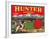 Hunter Apple Label - Wenatchee, WA-Lantern Press-Framed Art Print