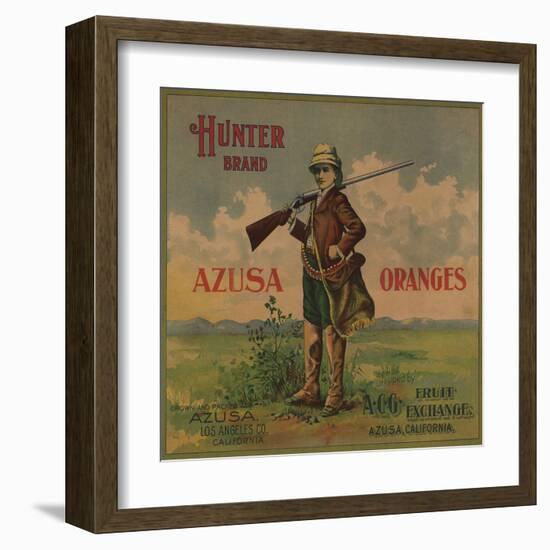 Hunter Brand - Azusa, California - Citrus Crate Label-Lantern Press-Framed Art Print