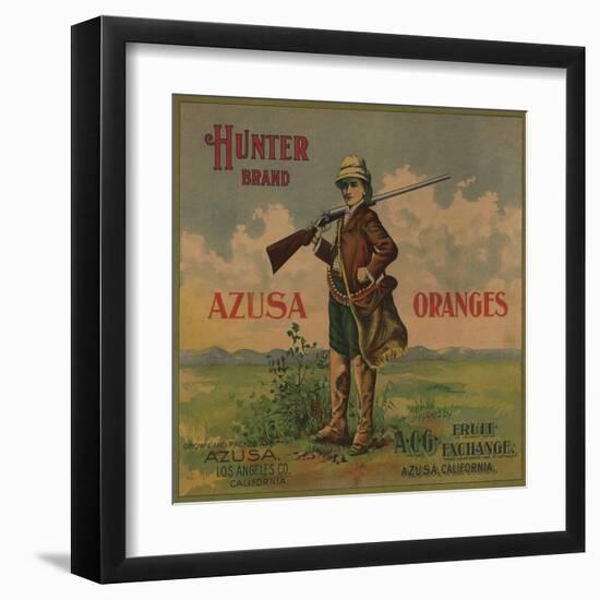 Hunter Brand - Azusa, California - Citrus Crate Label-Lantern Press-Framed Art Print