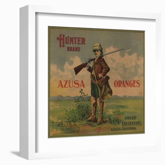 Hunter Brand - Azusa, California - Citrus Crate Label-Lantern Press-Framed Art Print