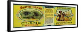 Hunter Clams Label - Milbridge, ME-Lantern Press-Framed Premium Giclee Print