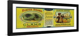 Hunter Clams Label - Milbridge, ME-Lantern Press-Framed Art Print