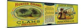 Hunter Clams Label - Milbridge, ME-Lantern Press-Mounted Art Print