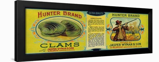 Hunter Clams Label - Milbridge, ME-Lantern Press-Framed Art Print