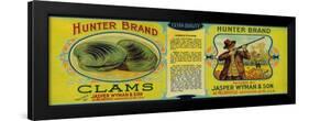 Hunter Clams Label - Milbridge, ME-Lantern Press-Framed Art Print