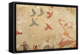 Hunter of Birds, from the Tomb of Hunting and Fishing, C.520-10 BC (Wall Painting)-Etruscan-Framed Stretched Canvas