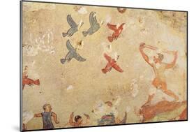 Hunter of Birds, from the Tomb of Hunting and Fishing, C.520-10 BC (Wall Painting)-Etruscan-Mounted Giclee Print
