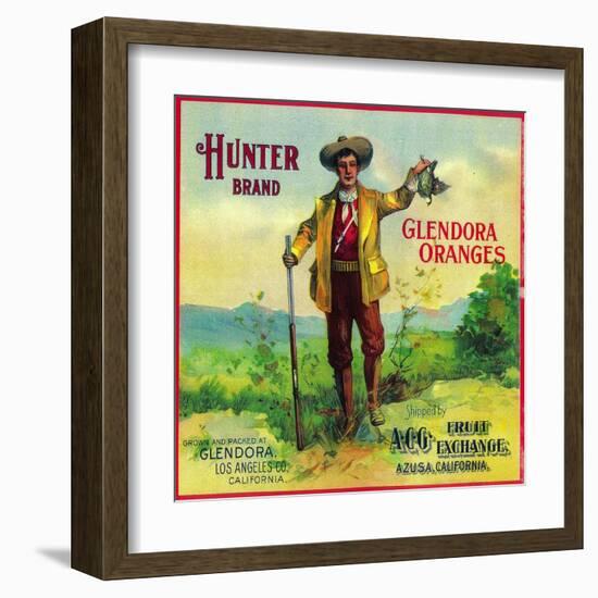 Hunter Orange Label - Glendora, CA-Lantern Press-Framed Art Print