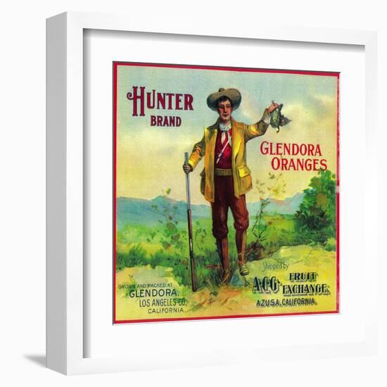 Hunter Orange Label - Glendora, CA-Lantern Press-Framed Art Print