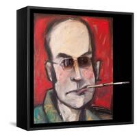 Hunter S Thompson with Cig Black-Tim Nyberg-Framed Stretched Canvas