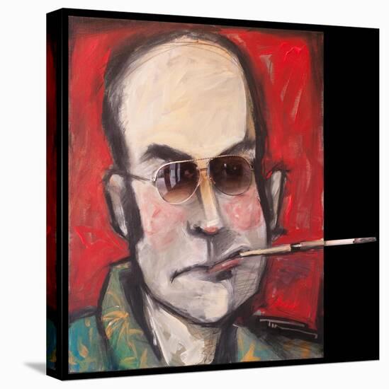 Hunter S Thompson with Cig Black-Tim Nyberg-Stretched Canvas