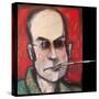 Hunter S Thompson with Cig Black-Tim Nyberg-Stretched Canvas