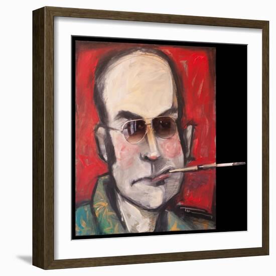 Hunter S Thompson with Cig Black-Tim Nyberg-Framed Giclee Print