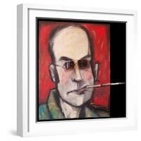 Hunter S Thompson with Cig Black-Tim Nyberg-Framed Giclee Print