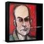 Hunter S Thompson with Cig Black-Tim Nyberg-Framed Stretched Canvas