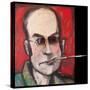 Hunter S Thompson with Cig Black-Tim Nyberg-Stretched Canvas