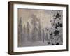 Hunter skiing in winter landscape-Hans Gude-Framed Giclee Print