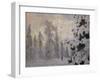 Hunter skiing in winter landscape-Hans Gude-Framed Giclee Print