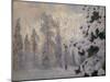 Hunter skiing in winter landscape-Hans Gude-Mounted Giclee Print