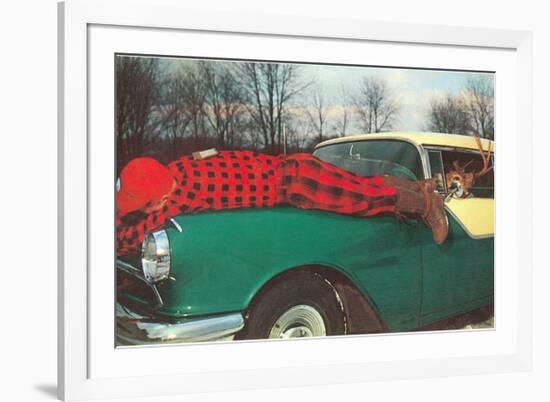 Hunter Strapped to Fender, Deer Driving-null-Framed Premium Giclee Print